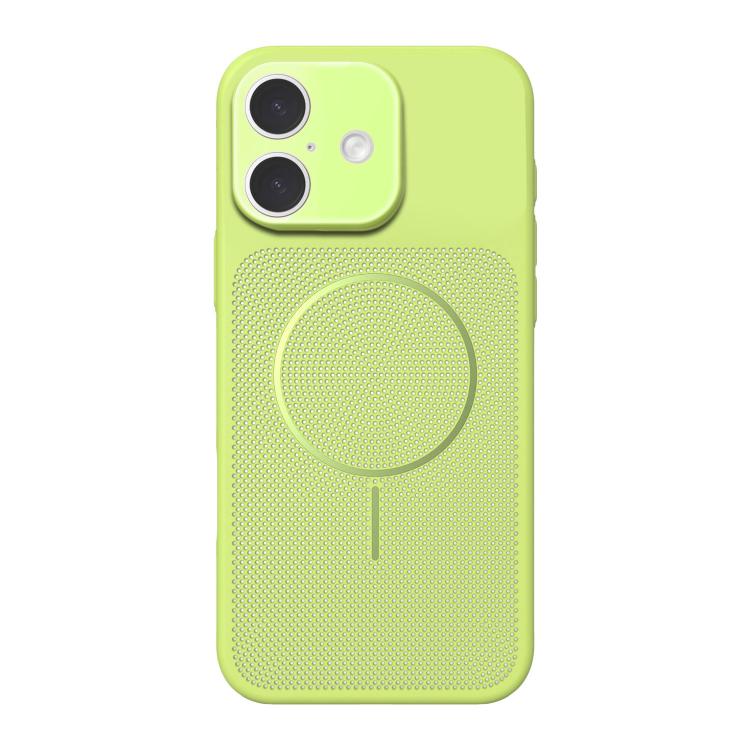 For iPhone 16 Heat Dissipation Breathable Mesh Magnetic PC Phone Case(Green)