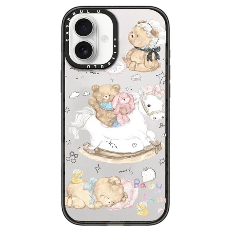 For iPhone 16 Hi Forest Series Pattern Transparent Acrylic Phone Case(Baby Dolls)