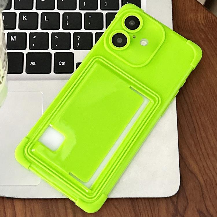 For iPhone 16 Macaron Color Side Card Slot TPU Phone Case(Green)