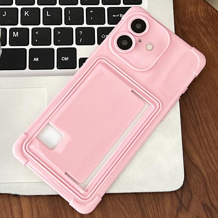 For iPhone 16 Macaron Color Side Card Slot TPU Phone Case(Pink)