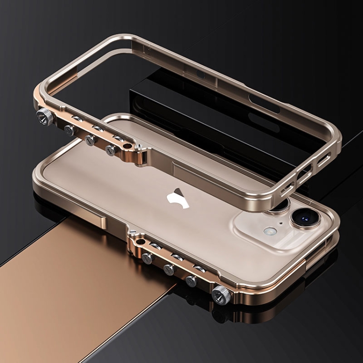 For iPhone 16 Mechanical Armor Creative Metal Frame Aluminum Alloy Phone Case(Gold)