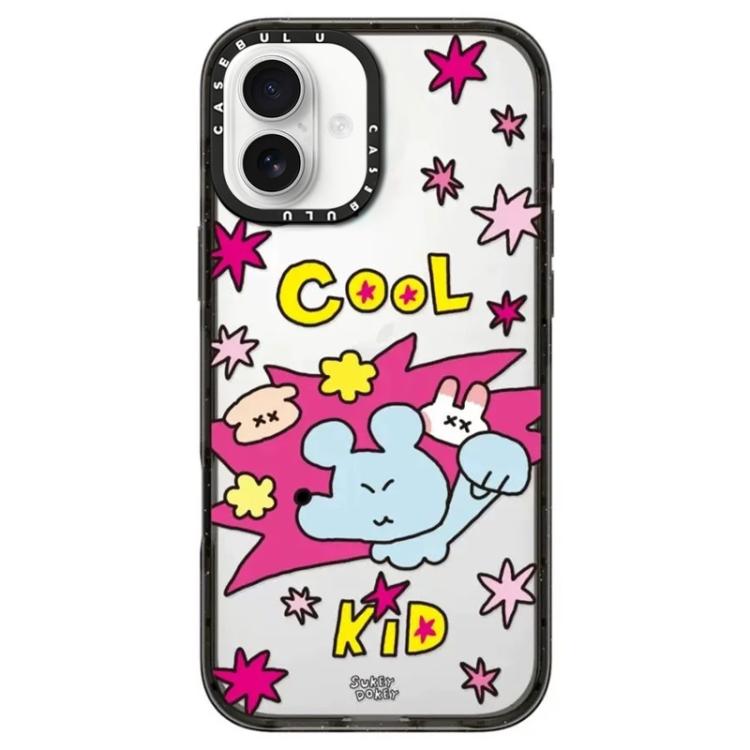 For iPhone 16 Mouse Series Transparent Acrylic Phone Case(Cool Kid)