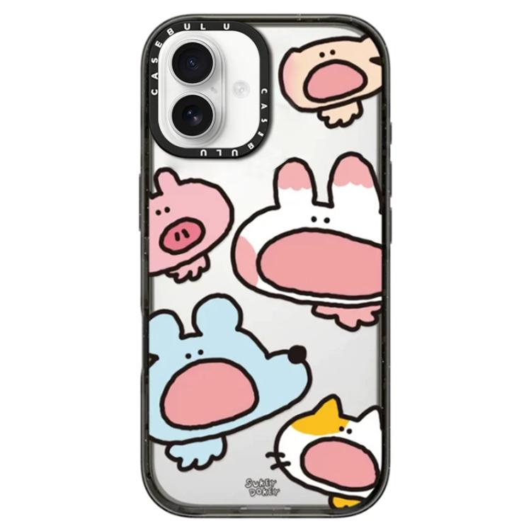 For iPhone 16 Mouse Series Transparent Acrylic Phone Case(Puzzled Face)
