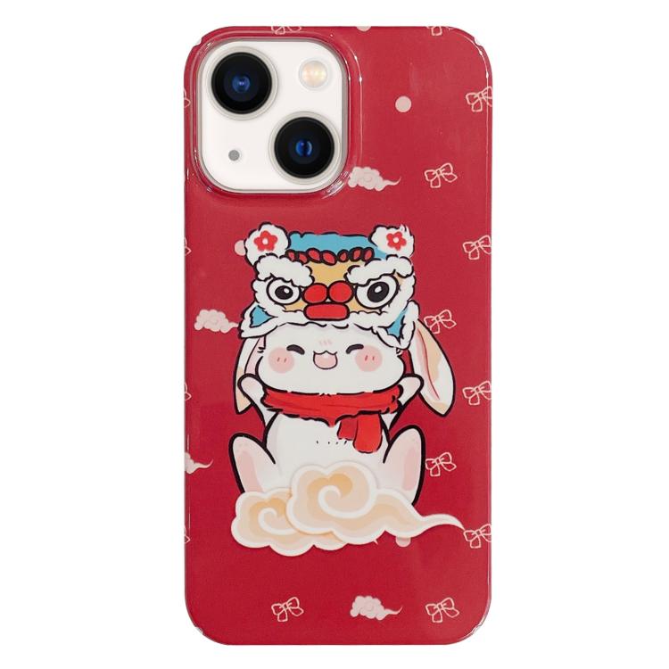 For iPhone 16 Painted Pattern PC Phone Case(Bunny Red)