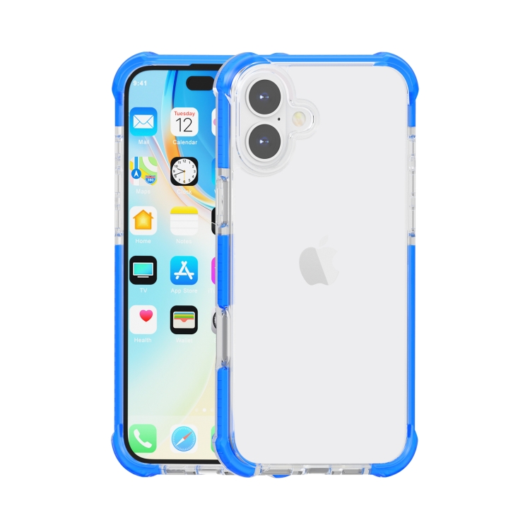 For iPhone 16 Plus Four-corner Shockproof TPU Hybrid Acrylic Phone Case(Blue)