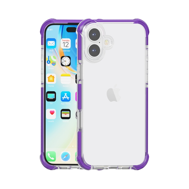 For iPhone 16 Plus Four-corner Shockproof TPU Hybrid Acrylic Phone Case(Purple)