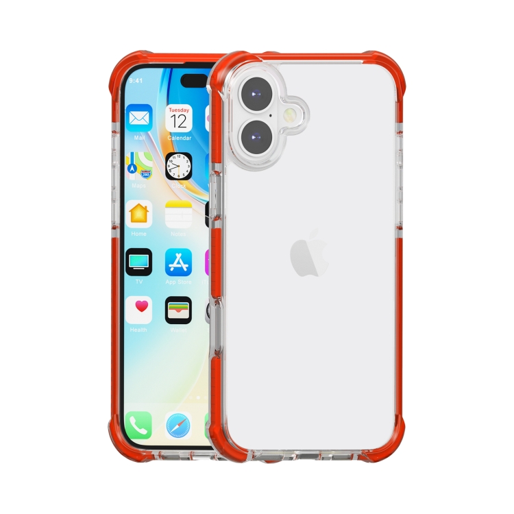 For iPhone 16 Plus Four-corner Shockproof TPU Hybrid Acrylic Phone Case(Red)