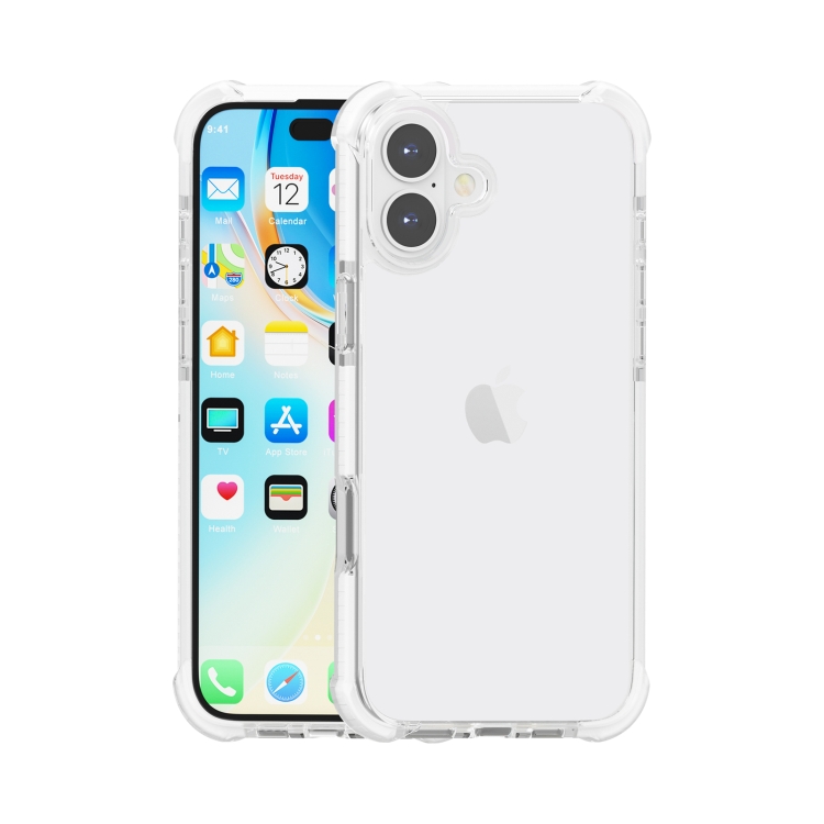 For iPhone 16 Plus Four-corner Shockproof TPU Hybrid Acrylic Phone Case(Transparent)