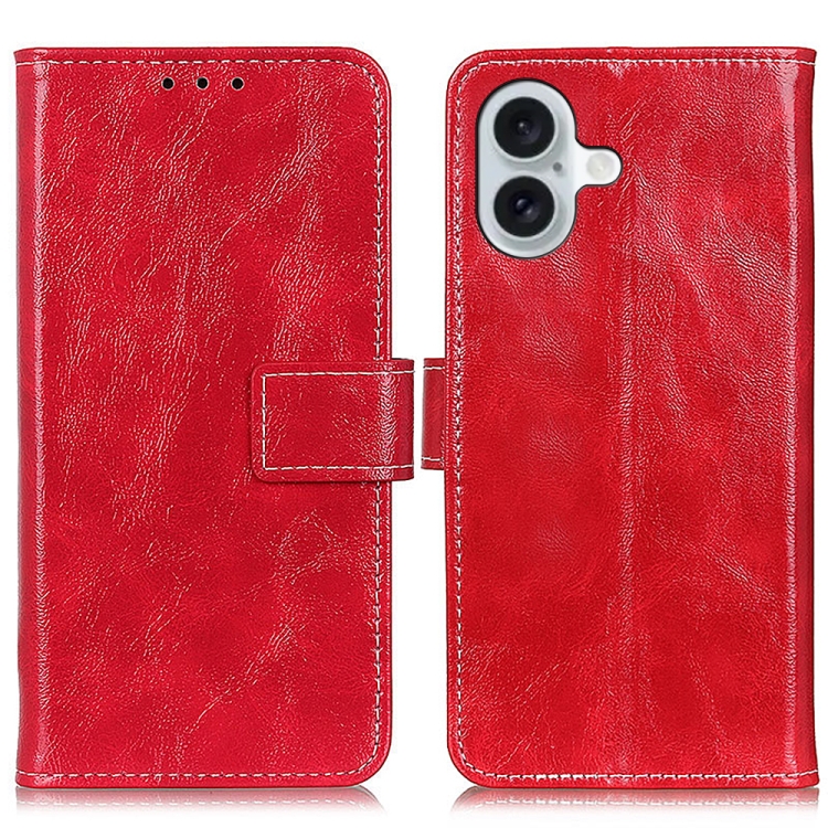 For iPhone 16 Plus Retro Crazy Horse Texture Horizontal Flip Leather Phone Case(Red)