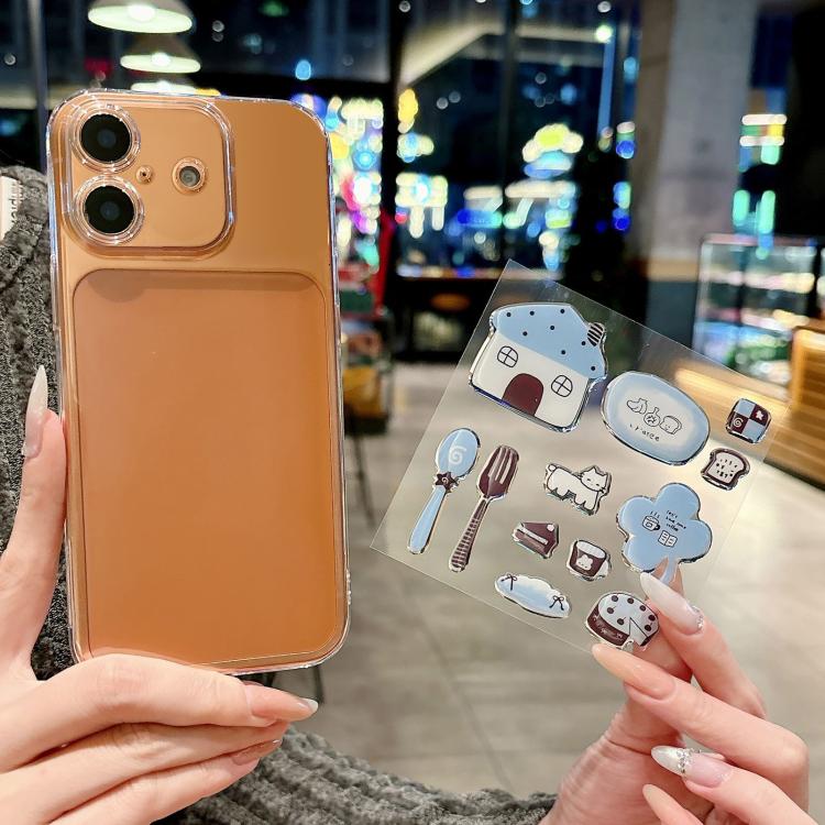 For iPhone 16 Precise Hole Shockproof Clear PC Phone Case with Resin Sticker(Blue Four Leaf Clover)