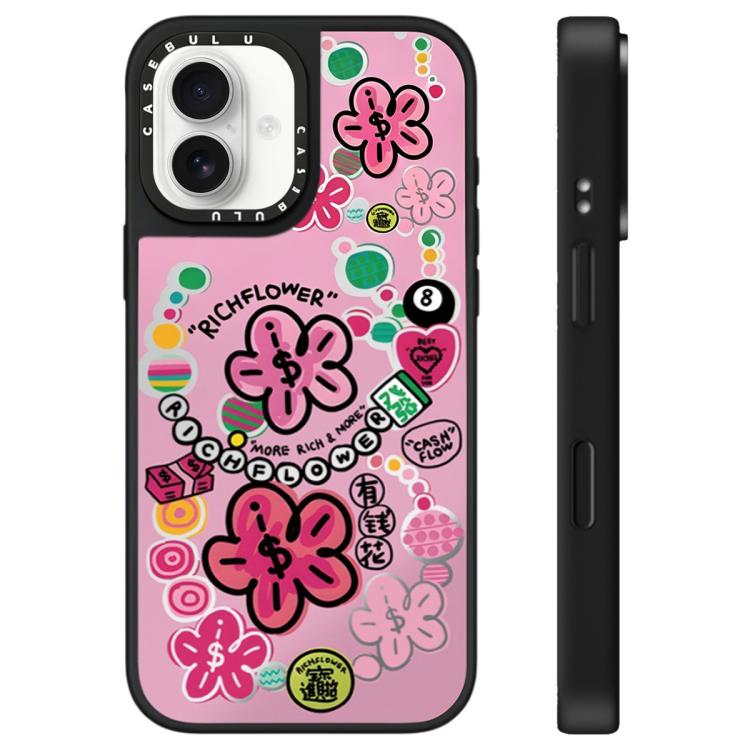 For iPhone 16 Rich Flower Series Pattern Mirror Phone Case(Ball No.8)