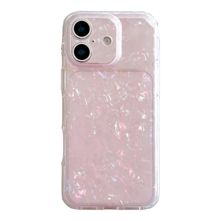 For iPhone 16 Shell Texture IMD Acrylic TPU Phone Case(Light Pink)