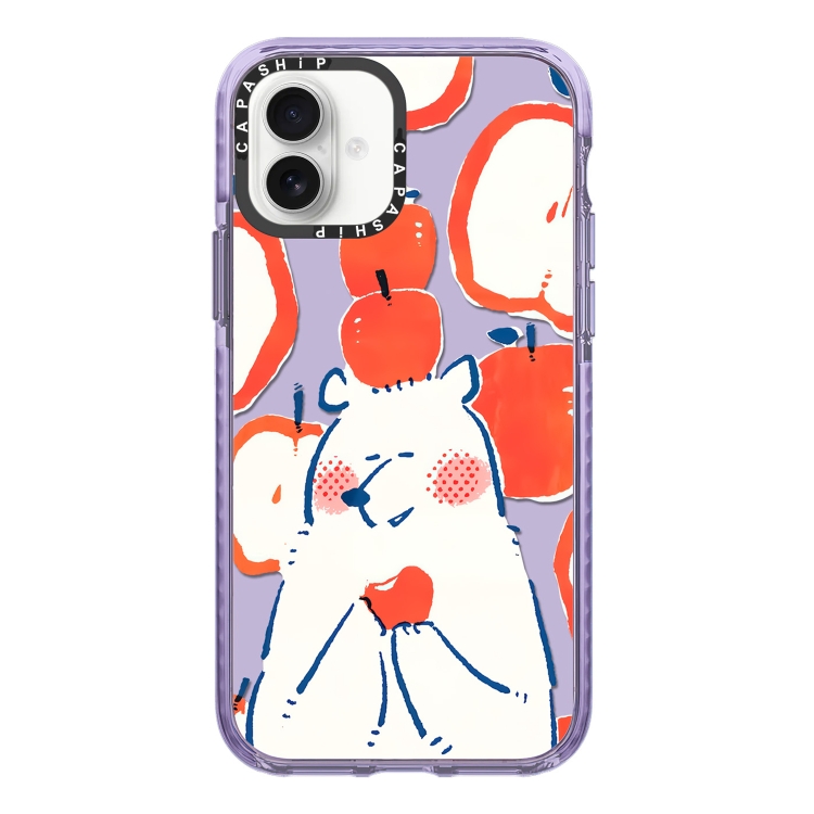 For iPhone 16 Simple Illustration Pattern Full Coverage Phone Case(Apple Bear)
