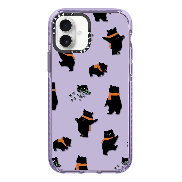 For iPhone 16 Simple Illustration Pattern Full Coverage Phone Case(Cute Dog Bear C)