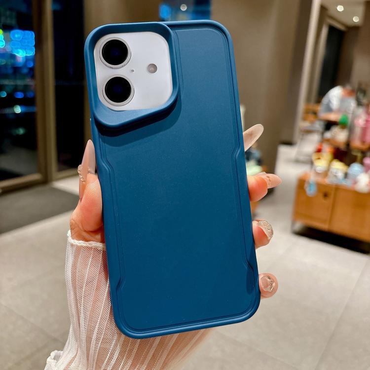 For iPhone 16 Slim Waist Design Soft TPU Shockproof Phone Case(Dark Blue)