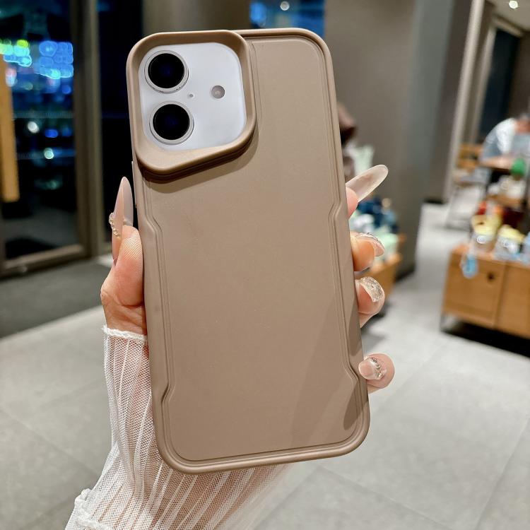 For iPhone 16 Slim Waist Design Soft TPU Shockproof Phone Case(Khaki)