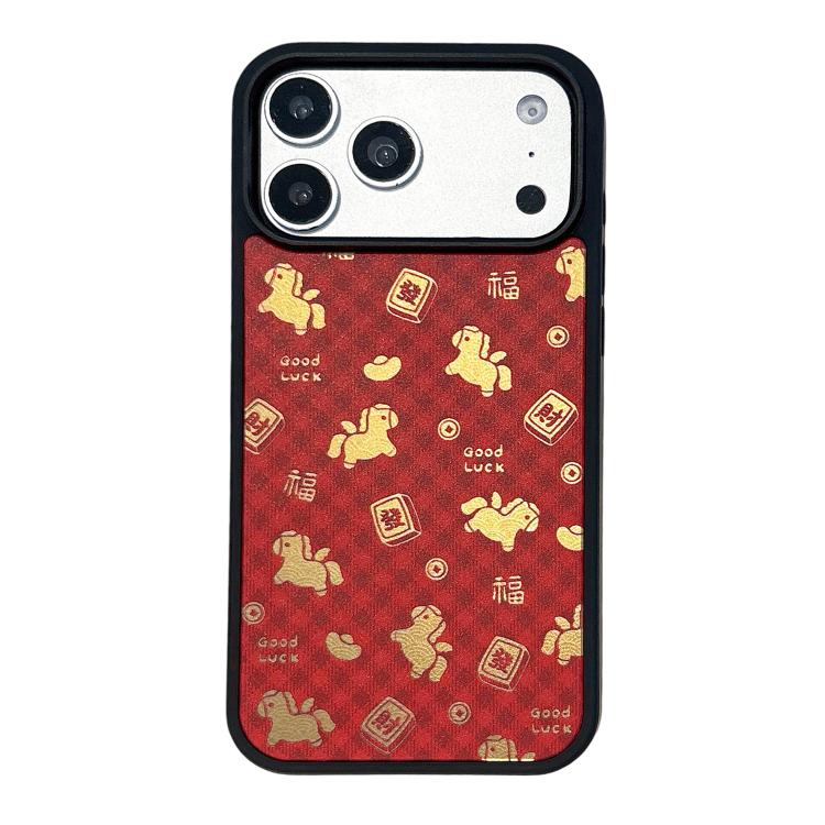 For iPhone 16 Spring Festival Horse Year Red Mirror Surface Magnetic Phone Case(Lucky Horse)