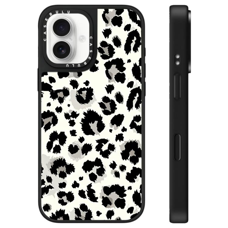 For iPhone 16 Stars Leopard Series Pattern Mirror Phone Case(Black White Leopard)