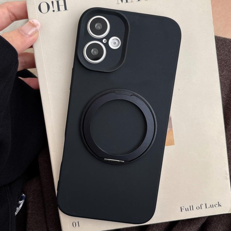 For iPhone 16 Stress Relief Holder Magnetic Fine Hole Silicone Phone Case(Black)