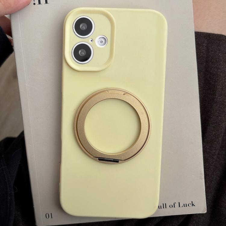 For iPhone 16 Stress Relief Holder Magnetic Fine Hole Silicone Phone Case(Yellow)