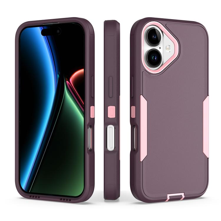 For iPhone 17 2 in 1 PC Hybrid TPU Phone Case(Purple Red+Pink)