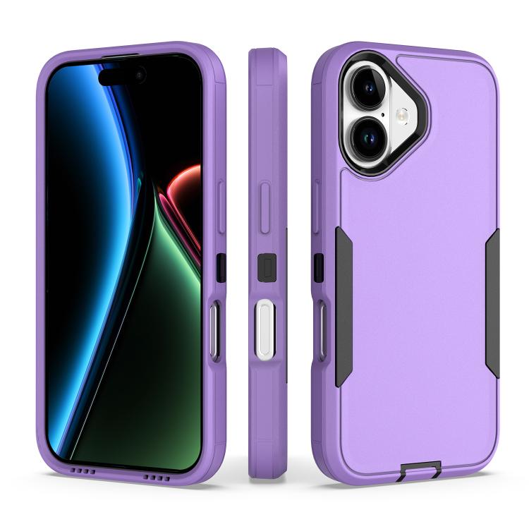 For iPhone 17 2 in 1 PC Hybrid TPU Phone Case(Purple+Black)