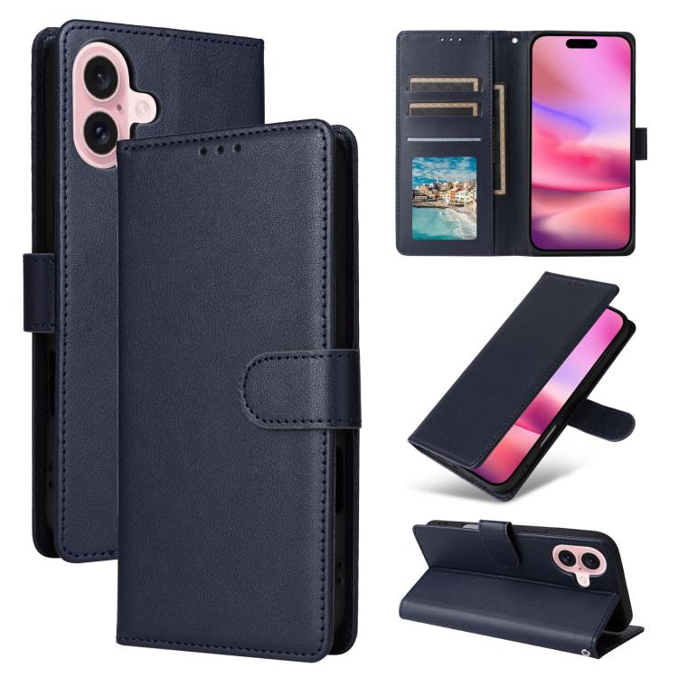 For iPhone 17 3-Card Slots Multifunctional Leather Phone Case(Blue)