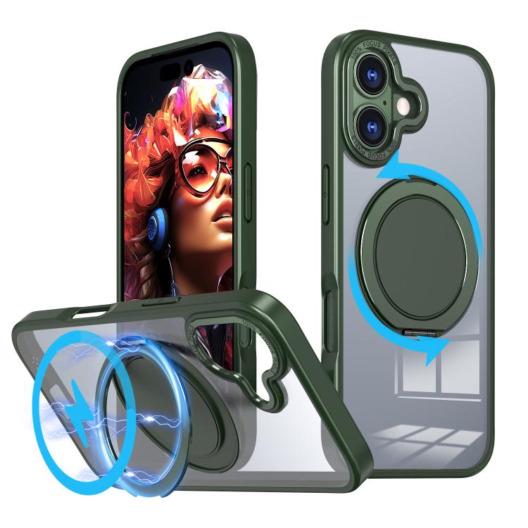 For iPhone 17 360-degree Rotating MagSafe Magnetic Holder Phone Case(Green)