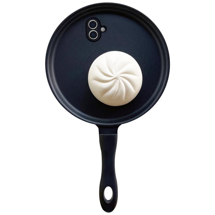 For iPhone 17 3D Frying Pan Bread Phone Case(Black)
