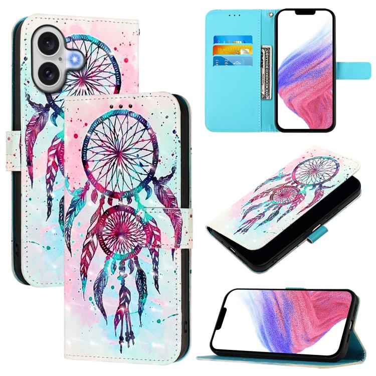 For iPhone 17 3D Painting Horizontal Flip Leather Phone Case(Color Drop Wind Chimes)
