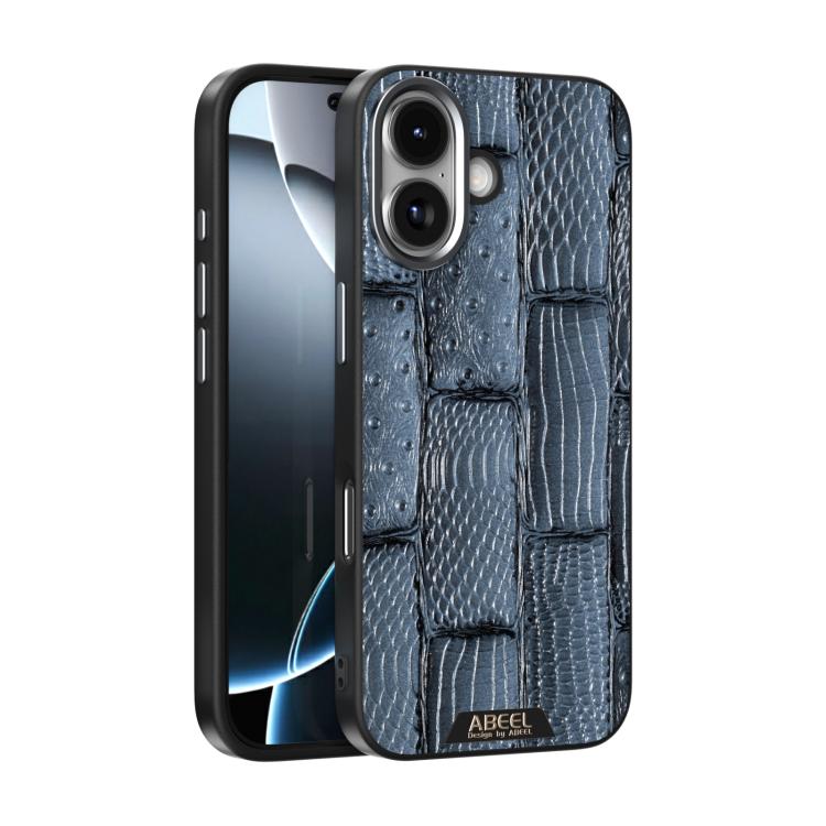 For iPhone 17 ABEEL Beast Pattern 6D Micro-Embossed MagSafe Genuine Leather Phone Case(Blue)