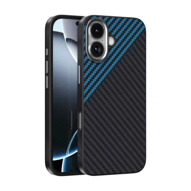 For iPhone 17 ABEEL C Carbon Fiber Series 6D Micro Relief MagSafe Phone Case(Black Blue)