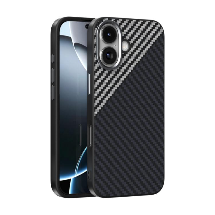 For iPhone 17 ABEEL C Carbon Fiber Series 6D Micro Relief MagSafe Phone Case(Black Grey)