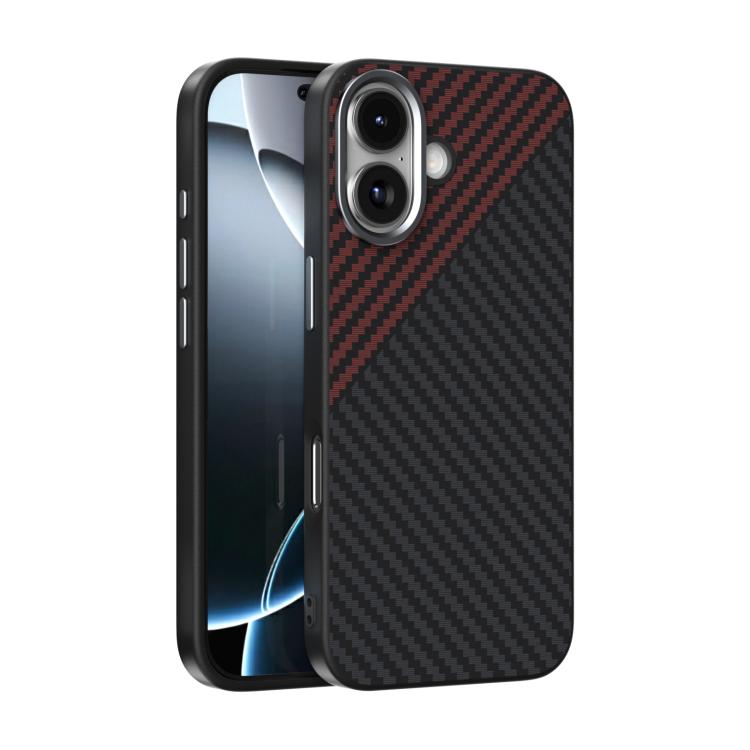 For iPhone 17 ABEEL C Carbon Fiber Series 6D Micro Relief MagSafe Phone Case(Black Red)