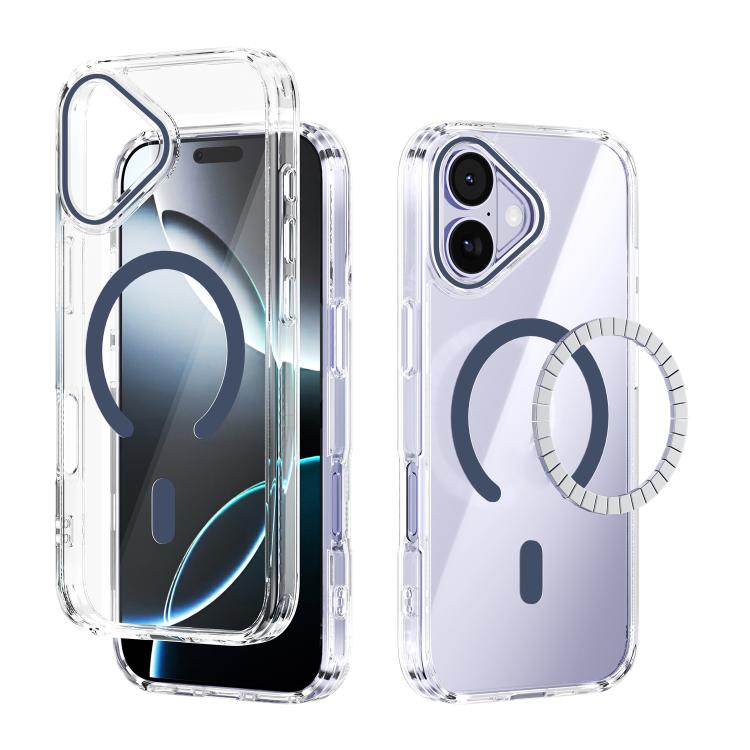 For iPhone 17 ABEEL MagSafe Magnetic Color Ring Anti-scratch Transparent Phone Case(Blue)