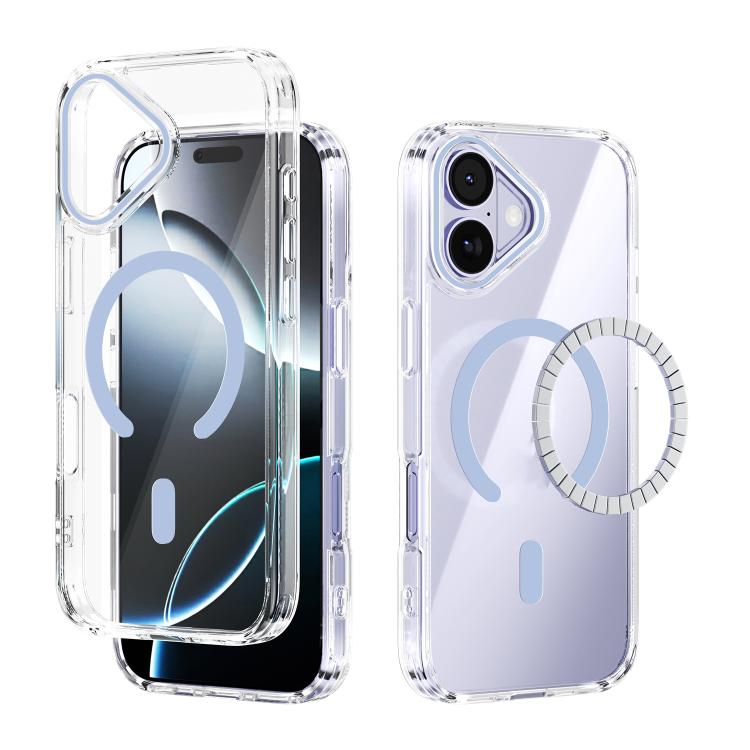 For iPhone 17 ABEEL MagSafe Magnetic Color Ring Anti-scratch Transparent Phone Case(Far Peak Blue)