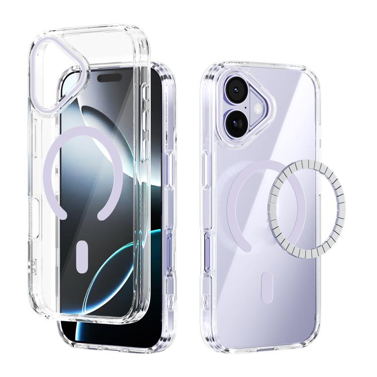 For iPhone 17 ABEEL MagSafe Magnetic Color Ring Anti-scratch Transparent Phone Case(Purple)