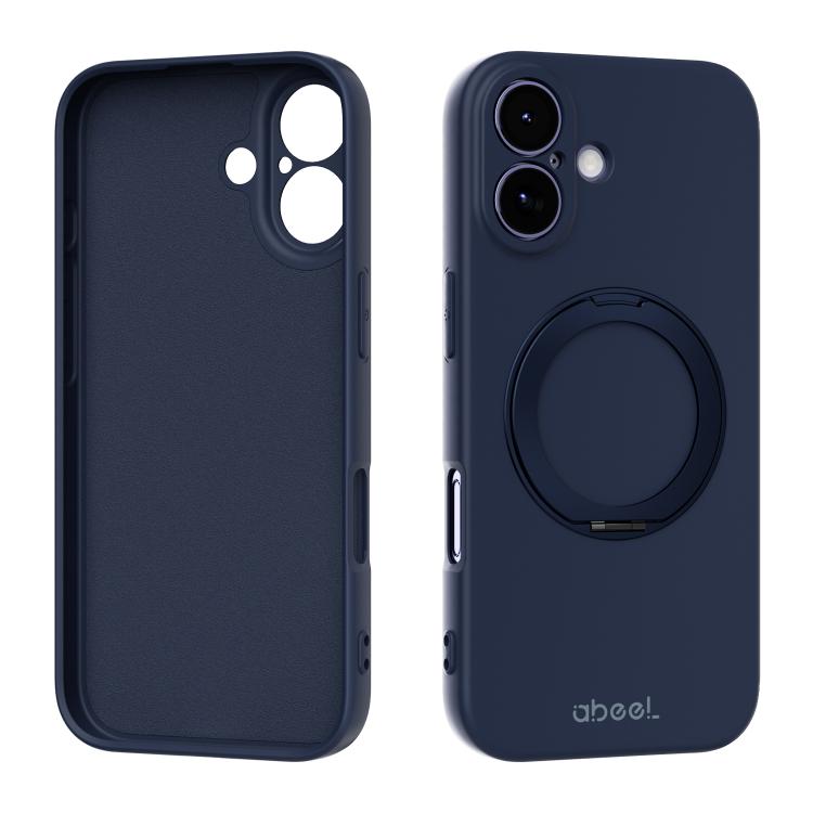 For iPhone 17 ABEEL Skin-friendly Feel Magnetic Liquid Silicone Phone Case with Holder(Blue)