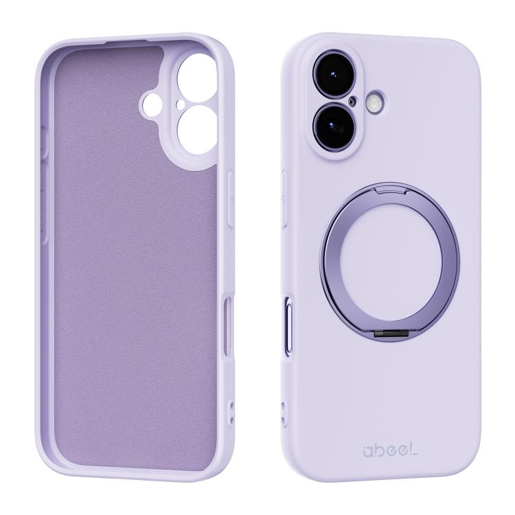 For iPhone 17 ABEEL Skin-friendly Feel Magnetic Liquid Silicone Phone Case with Holder(Lilac Purple)