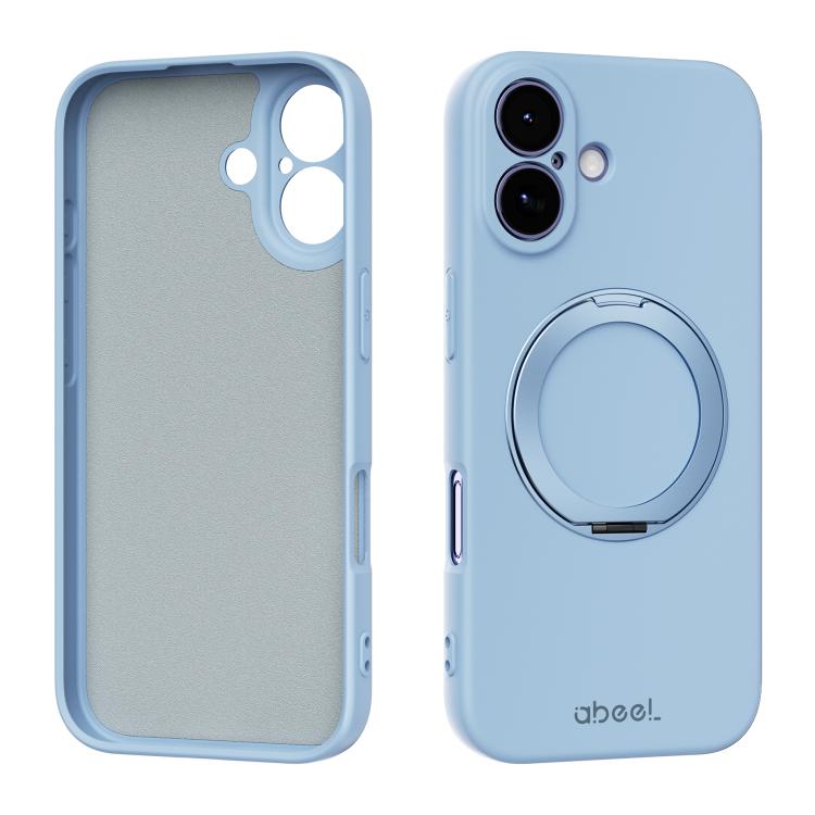 For iPhone 17 ABEEL Skin-friendly Feel Magnetic Liquid Silicone Phone Case with Holder(Sky Blue)