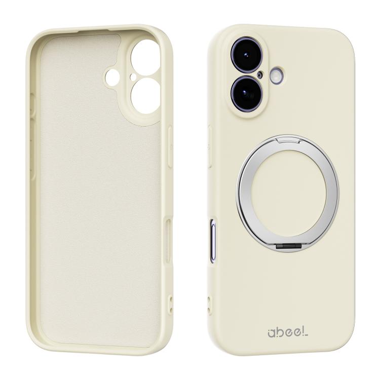 For iPhone 17 ABEEL Skin-friendly Feel Magnetic Liquid Silicone Phone Case with Holder(Yellow)