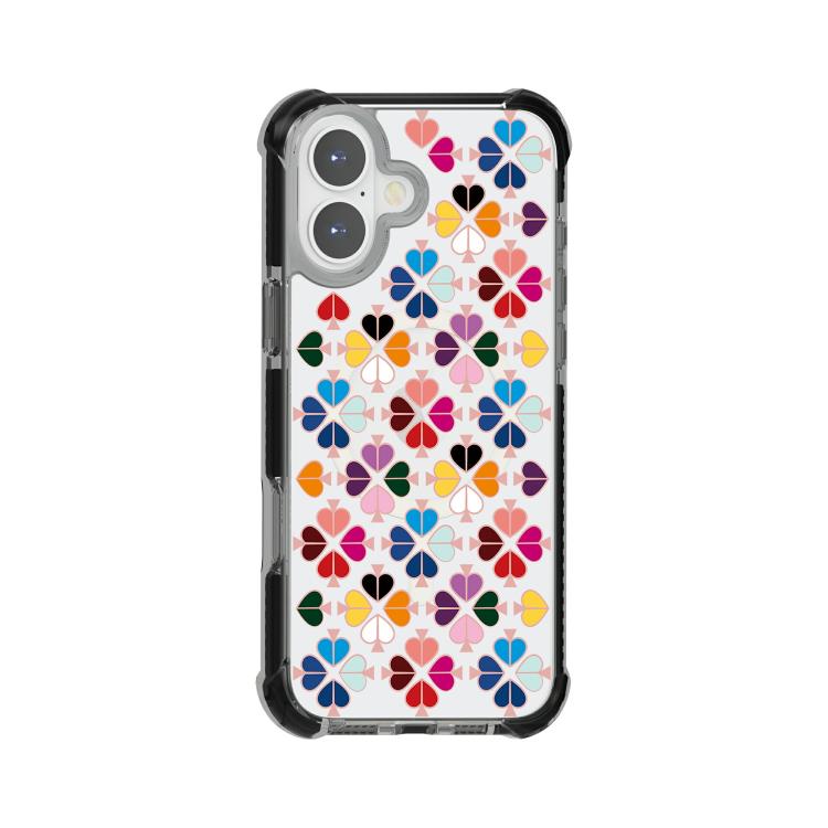 For iPhone 17 Acrylic Four-Corner Shockproof Heart Pattern Magnetic Phone Case(Black)