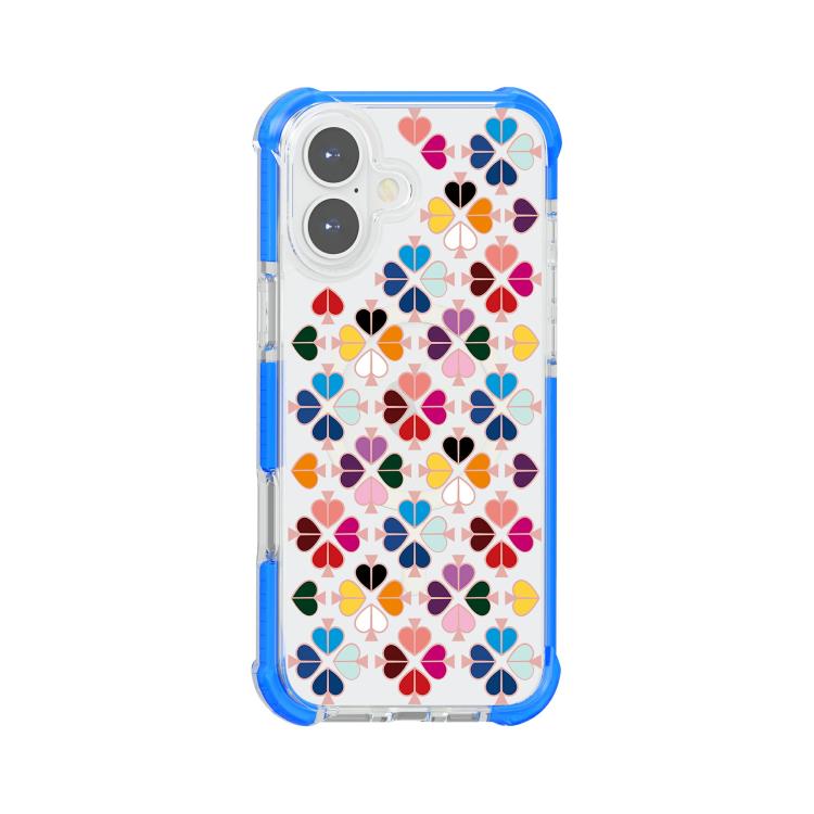 For iPhone 17 Acrylic Four-Corner Shockproof Heart Pattern Magnetic Phone Case(Blue)