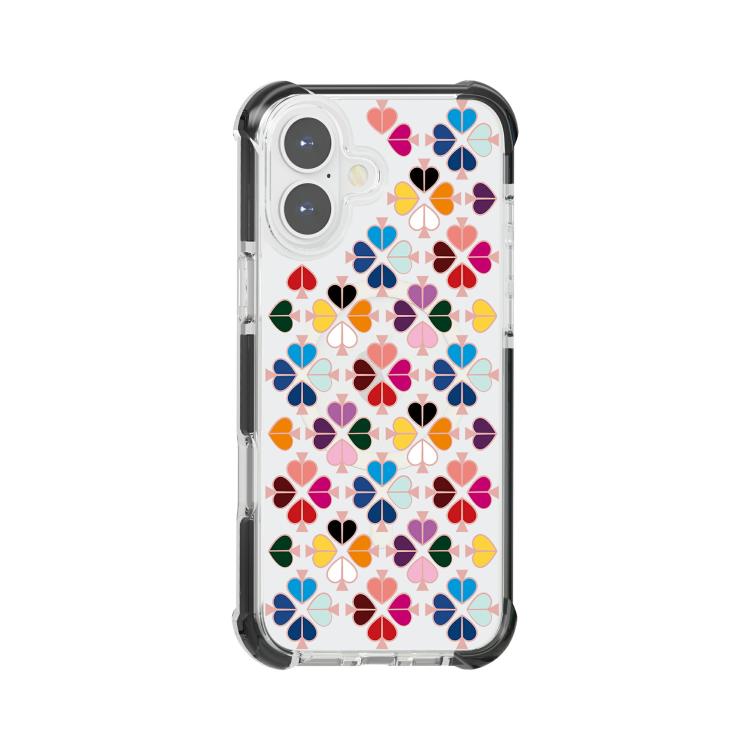 For iPhone 17 Acrylic Four-Corner Shockproof Heart Pattern Magnetic Phone Case(Transparent Black)