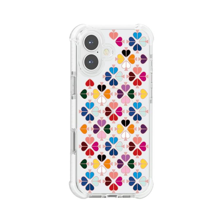For iPhone 17 Acrylic Four-Corner Shockproof Heart Pattern Magnetic Phone Case(Transparent White)