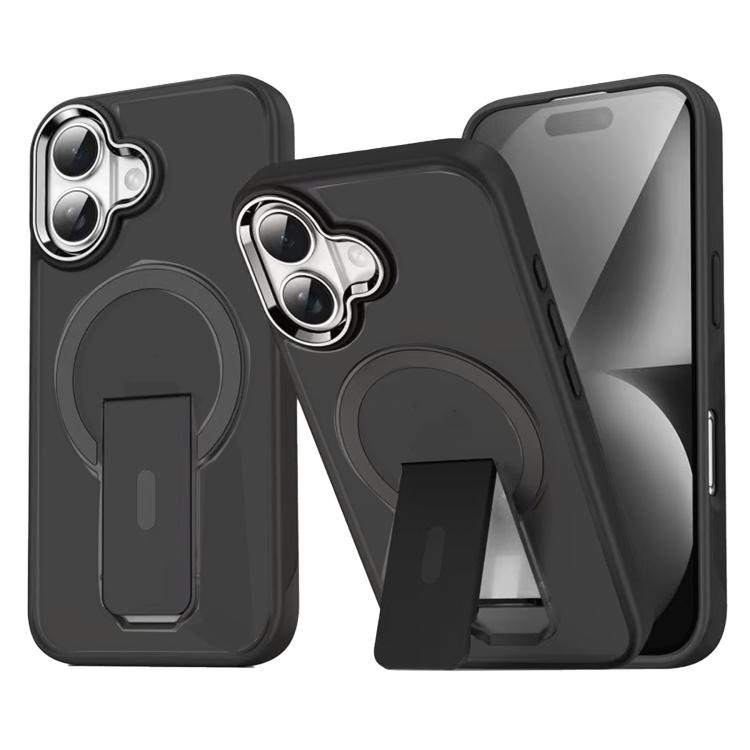 For iPhone 17 Acrylic Hybrid TPU MagSafe Holder Phone Case(Black)