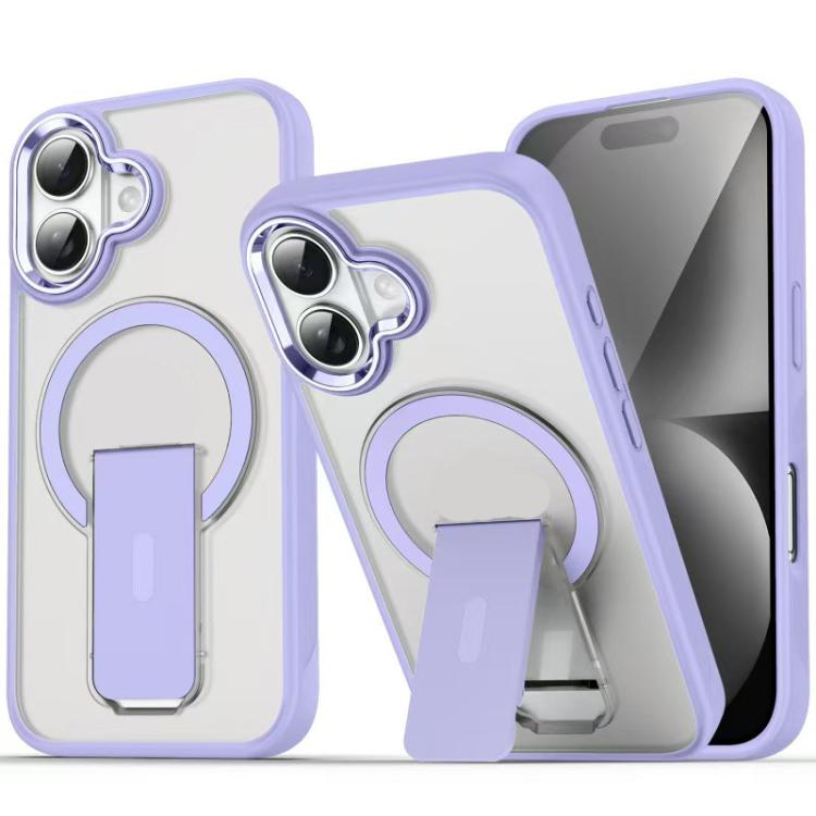 For iPhone 17 Acrylic Hybrid TPU MagSafe Holder Phone Case(Lavender Purple)