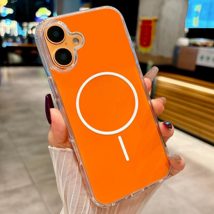 For iPhone 17 Acrylic MagSafe Fine Circle Magnetic Phone Case(Orange)