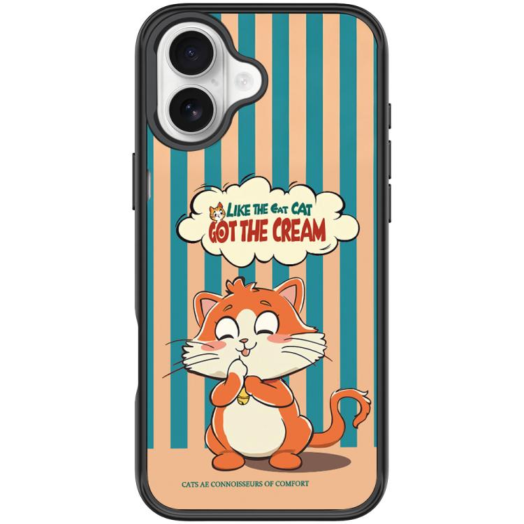 For iPhone 17 Adorable Bell Cat Pattern Magnetic Phone Case(Black)