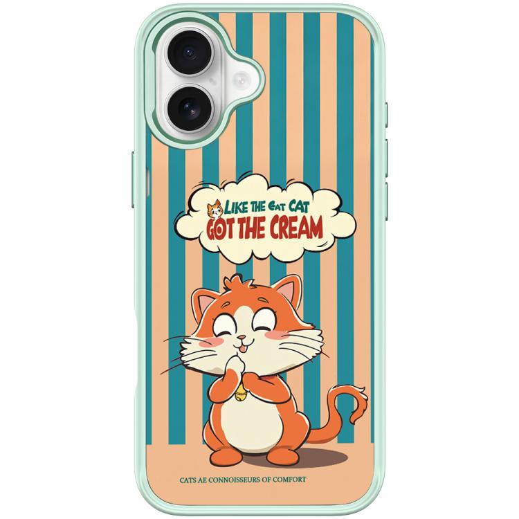 For iPhone 17 Adorable Bell Cat Pattern Magnetic Phone Case(Light Green)